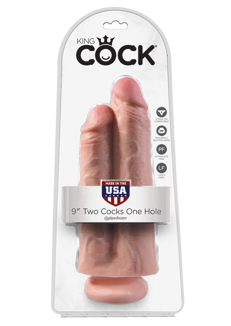 King Cock Two Cocks One Hole Realistic Dildo Flesh 9 Inch