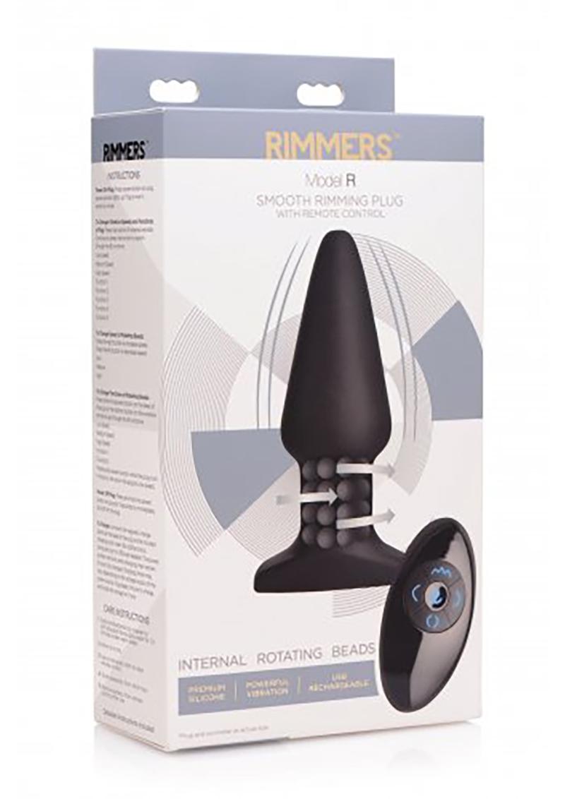Rimmers Model R Silicone Smooth Rimming Plug With Wireless Remote Control Waterproof Black 5.5 Inch