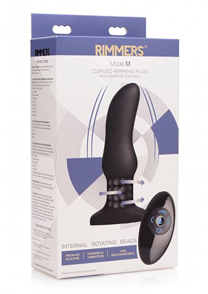 Rimmers Model M Silicone Curved Rimming Plug With Wireless Remote Control Waterproof Black 5.75 Inch