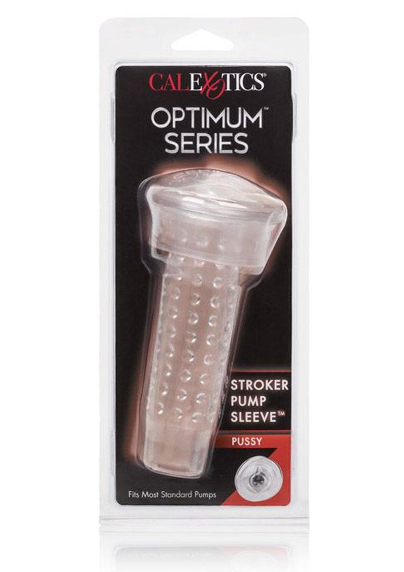 Optimum Series Stroker Pump Sleeve Textured Pussy Clear 6.25 Inch