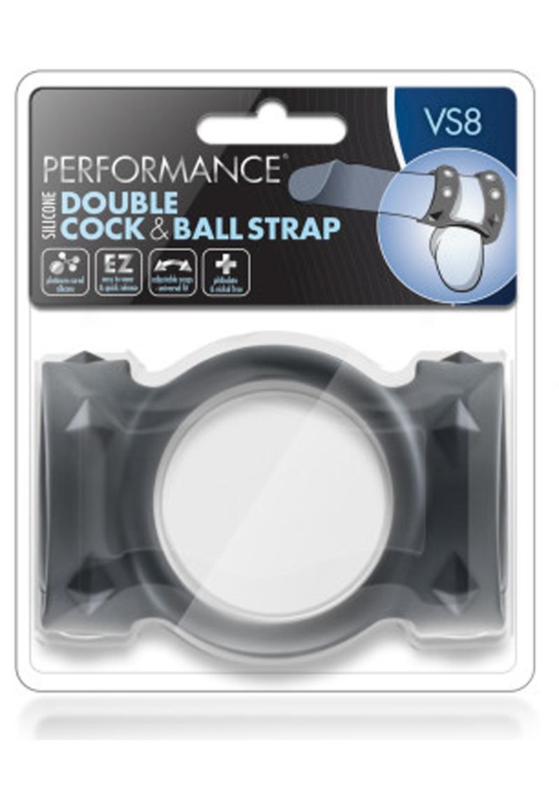 Performance VS8 Silicone Double Cock and Ball Strap Black