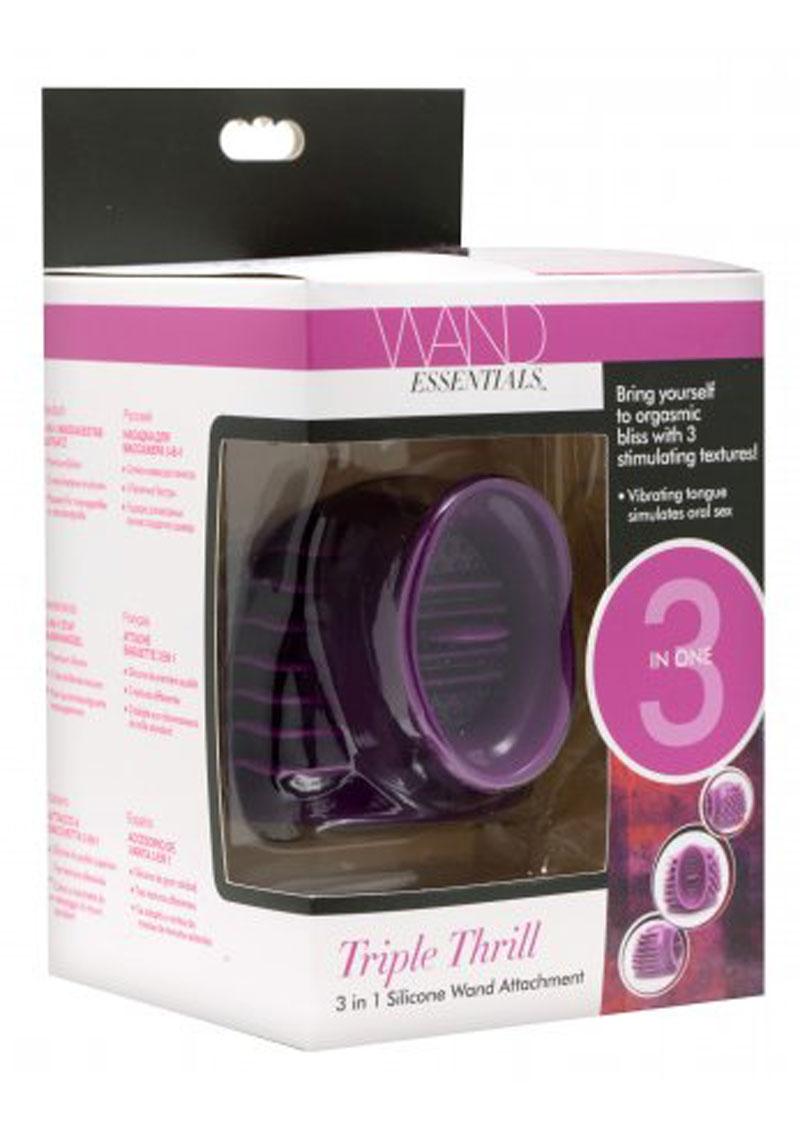 Wand Essentials Triple Thrill 3 in 1 Silicone Wand Attachment Purple