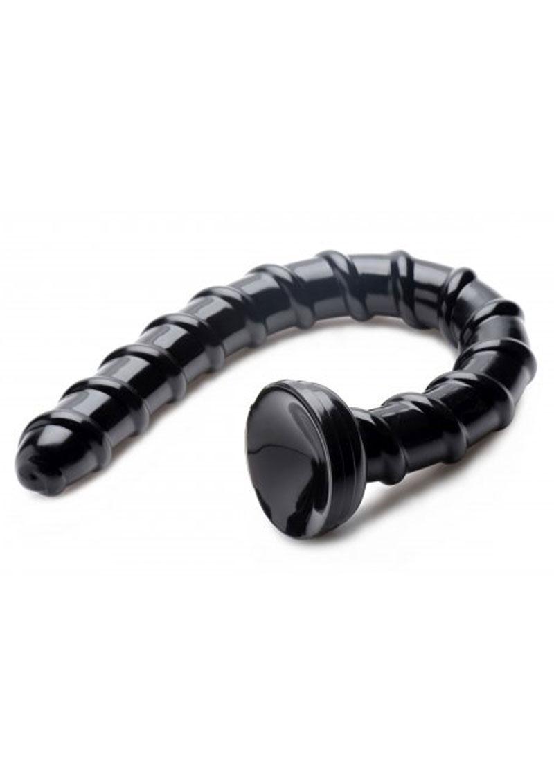 Hosed Swirl Hose Textured Bendable Dildo Waterproof Black 19 Inch