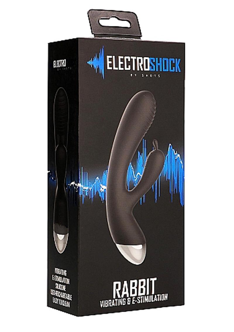 Electro Shock Rabbit Vibrating And Electro Stimulation Silicone Vibrator Black 7.48 Inch