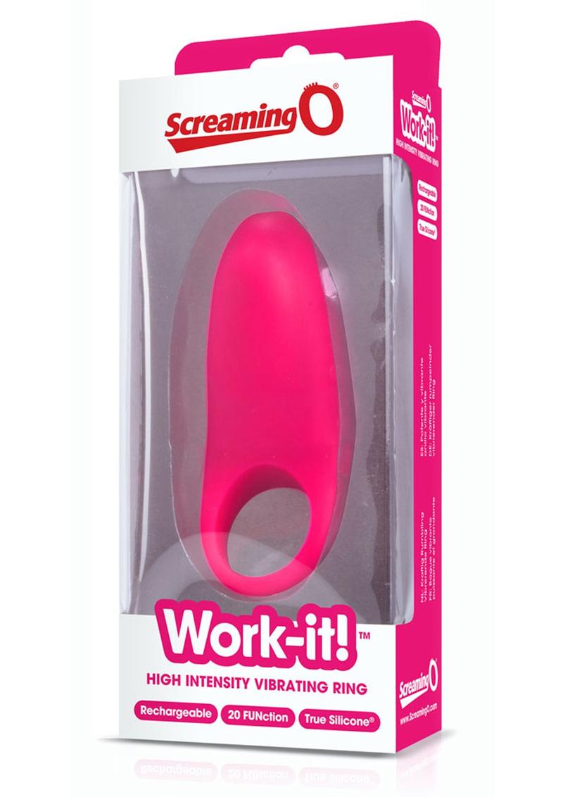 Work It USB Rechargeable Silicone Vibrating C-Ring Waterproof Pink