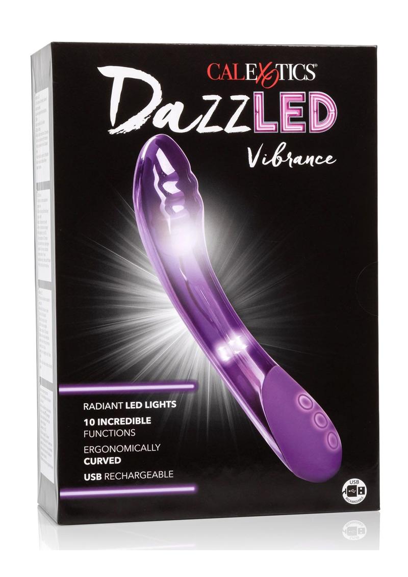 Dazzled Vibrance LED Lights USB Rechargeable Vibrator Waterproof Metallic Purple 5.5 Inch