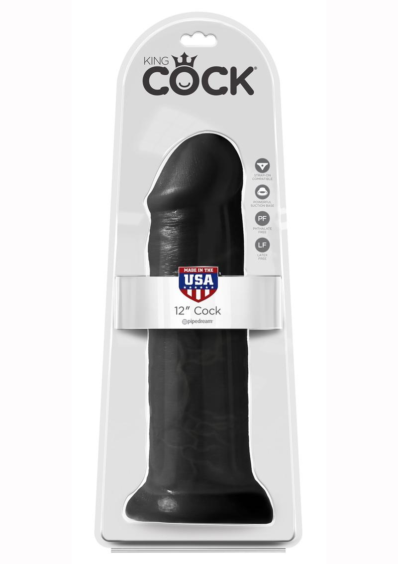King Cock Realistic Dildo Black 12 Inch