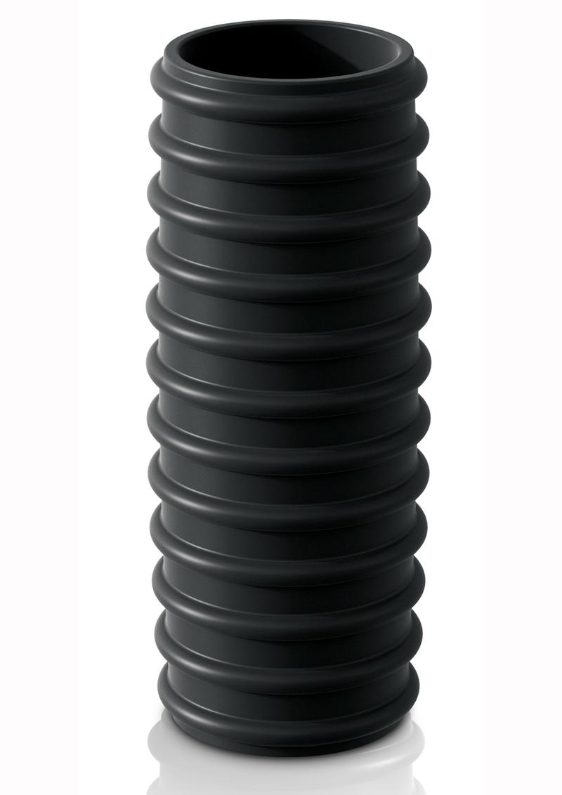 Sir Richards Control Ribbed Erection Enhancer Silicone Black 4 Inches