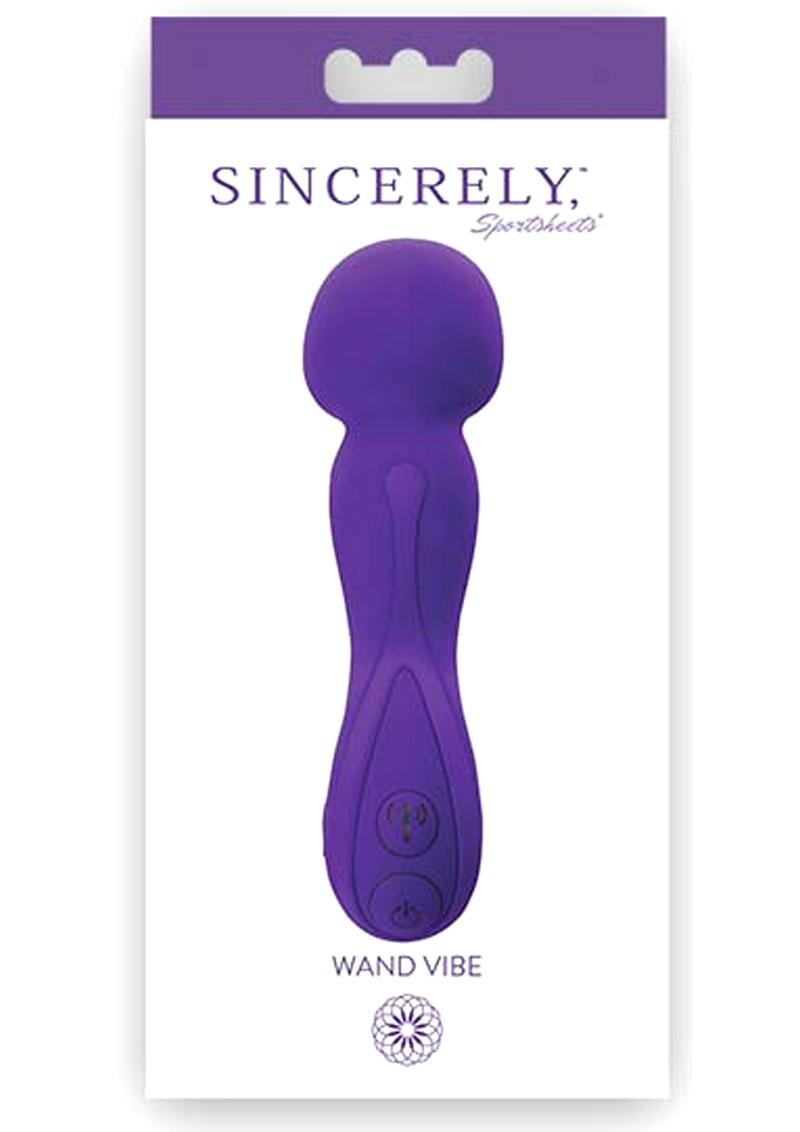 Sincerely Sportsheets Wand Vibe Silicone Rechargeable Purple