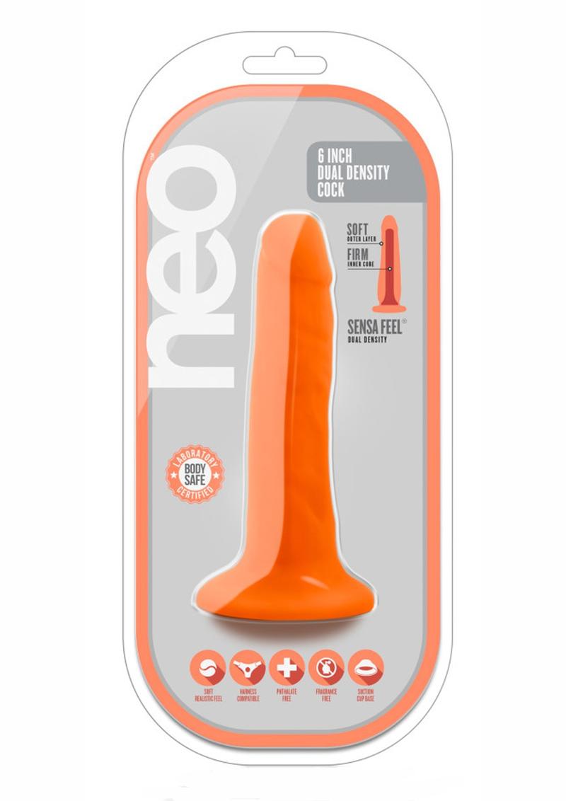 Neo Dual Density Realistic Cock Orange 6 Inch