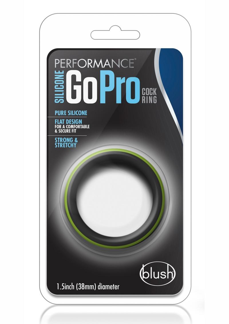 Performance Silicone Go Pro Cock Ring Black/Green 1.5 Inch Diameter