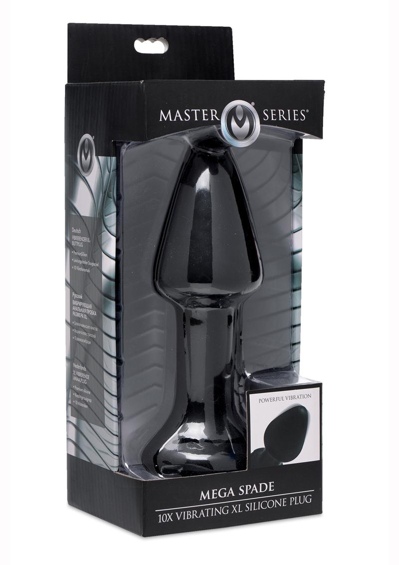 Master Series Mega Spade 10x Vibrating XL Plug Silicone Black 6.5 Inches