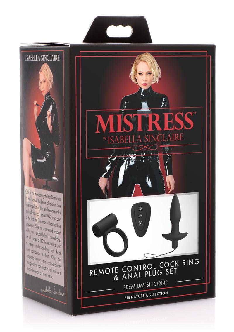 Mistress by Isabella Sinclaire Remote Control Silicone Cock Ring and Anal Plug Set
