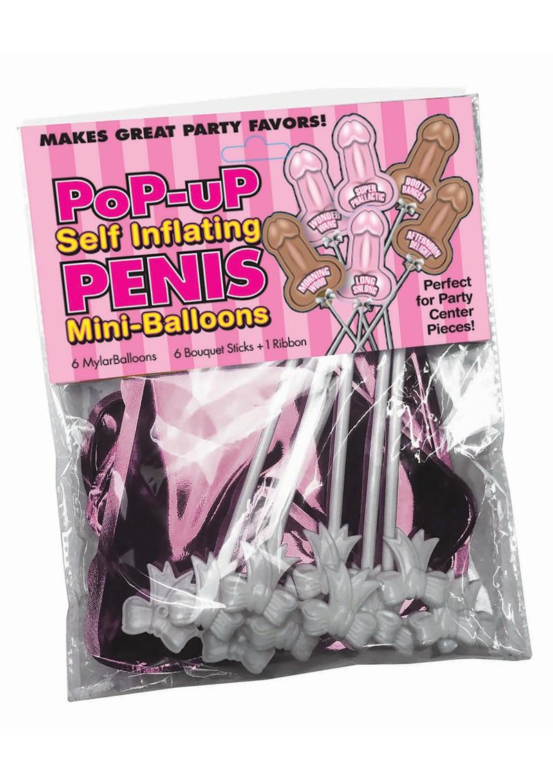 Little Genie Pop-Up Self Inflating Penis Mini-Balloons Novelty 6 Per Pack