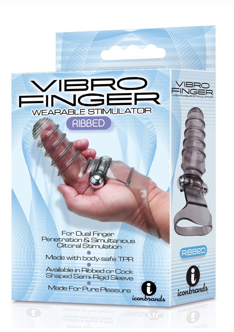 Vibro finger Wearable Stimulator Ribbed Smoke