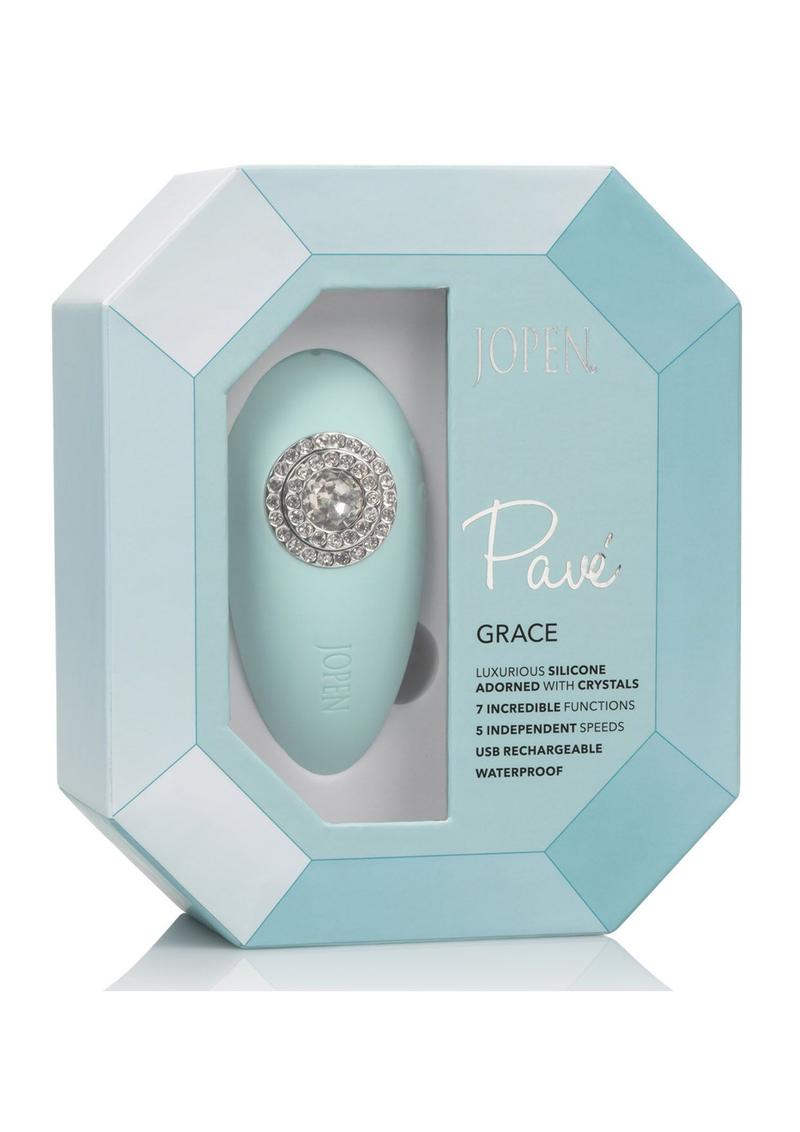 Jopen Pave Grace Silicone With Crystals Massager USB Rechargeable Waterproof Blue