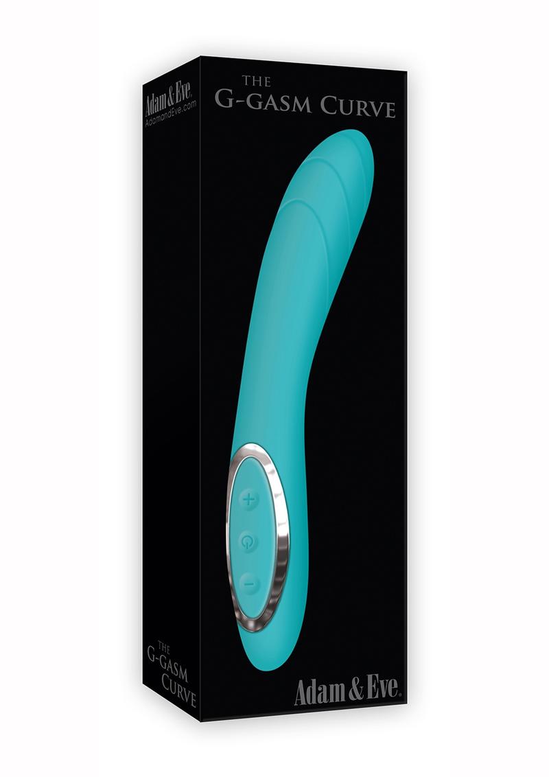 Adam and Eve The G-Gasm Curve Silicone USB Rechargeable Vibrator Waterproof  Blue 8.25 Inch