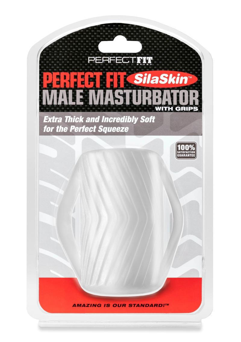 Perfect Fit Male Maturbator With Grips SilaSkin - Clear