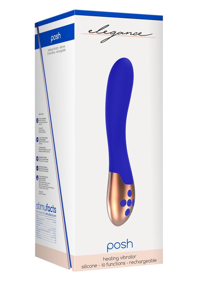 Elegance Posh Silicone Magnetic USB Rechargeable Heating Vibrator Waterproof Blue 7.87 Inch