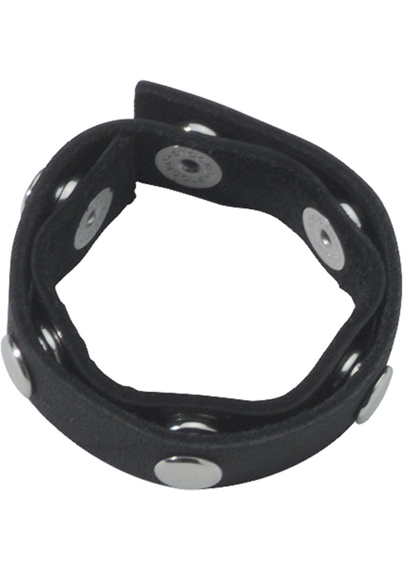 Super Speeds Cock Ring Six Speed Cock Ring With 6 Snaps Leather Black