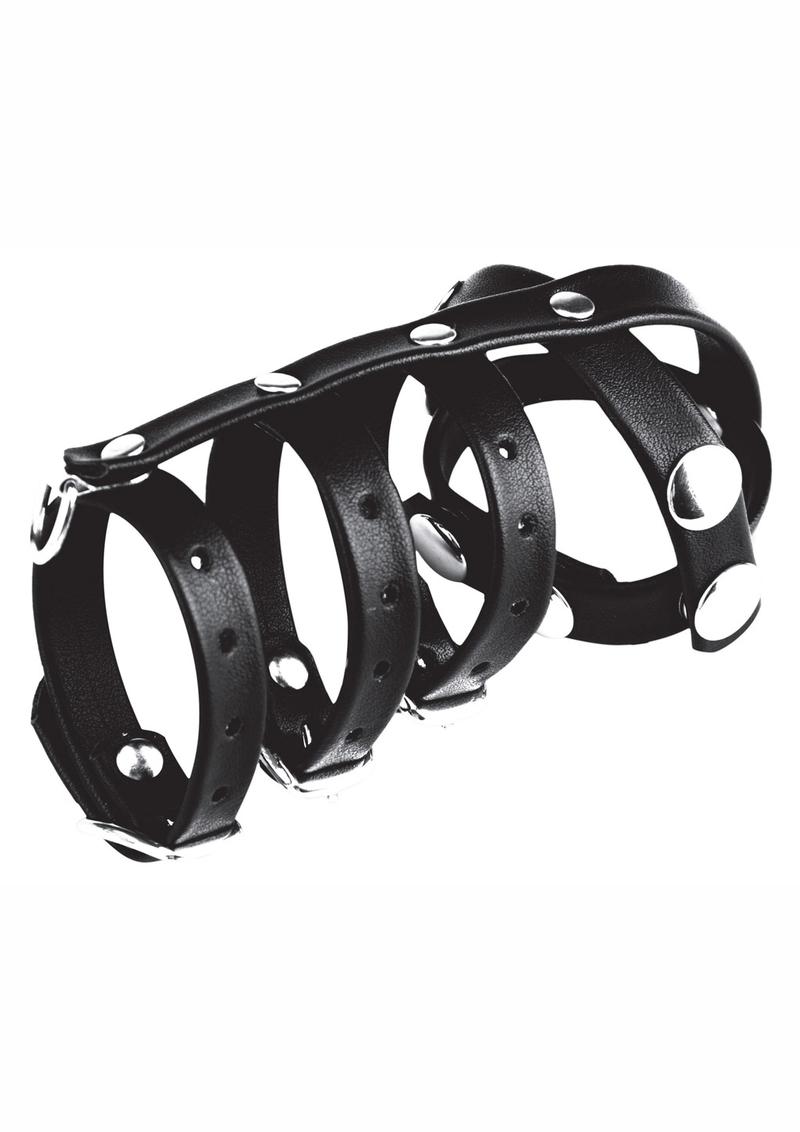 Blue Line C and B Gear Triple Cock And Ball Strap With Leash Lead Black
