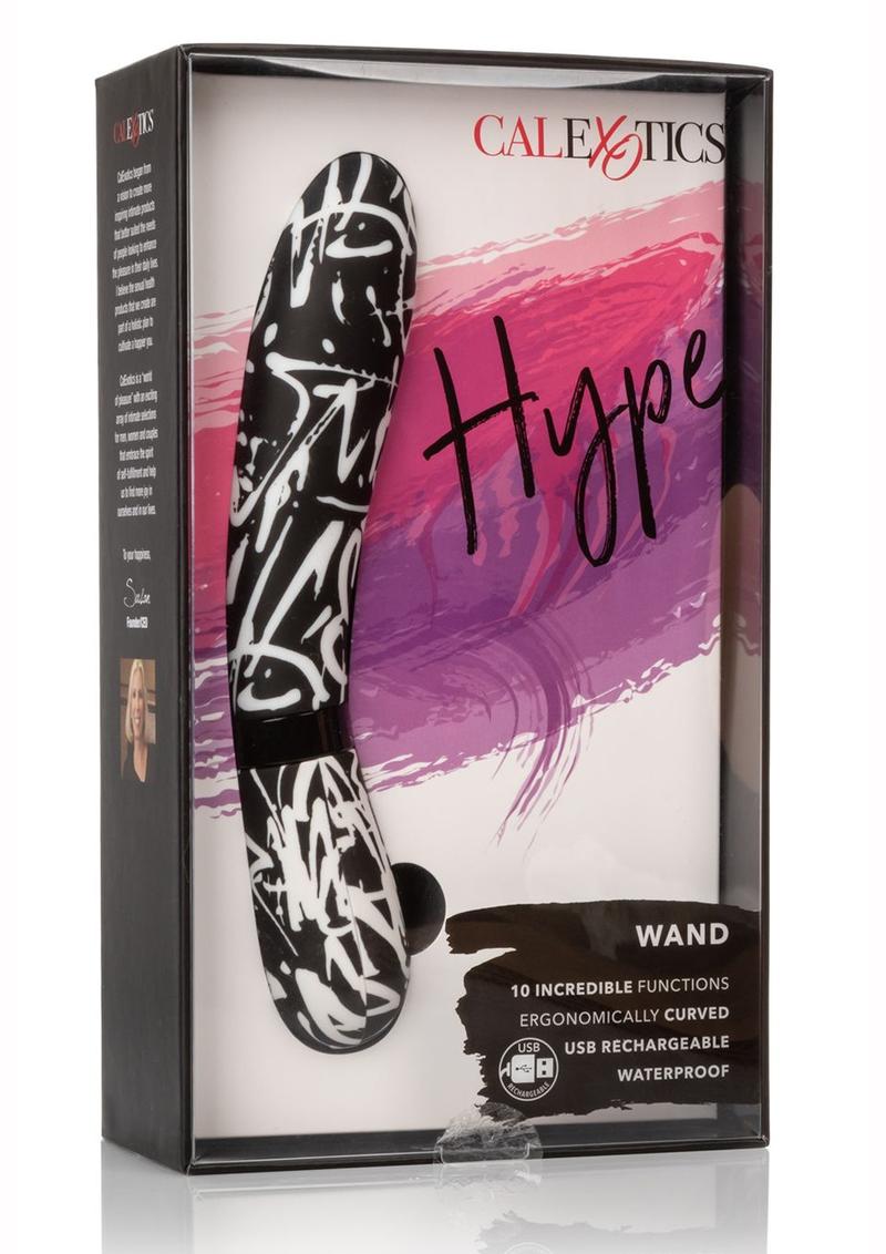 Hype Wand USB Rechargeable Vibe Waterproof 4.75 Inch Black And White