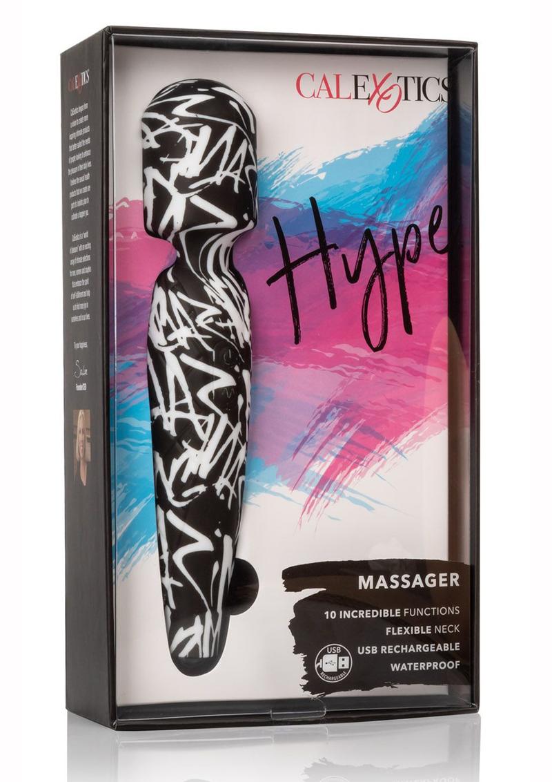 Hype USB Rechargeable Massager Waterproof Black And White 8.25 Inch