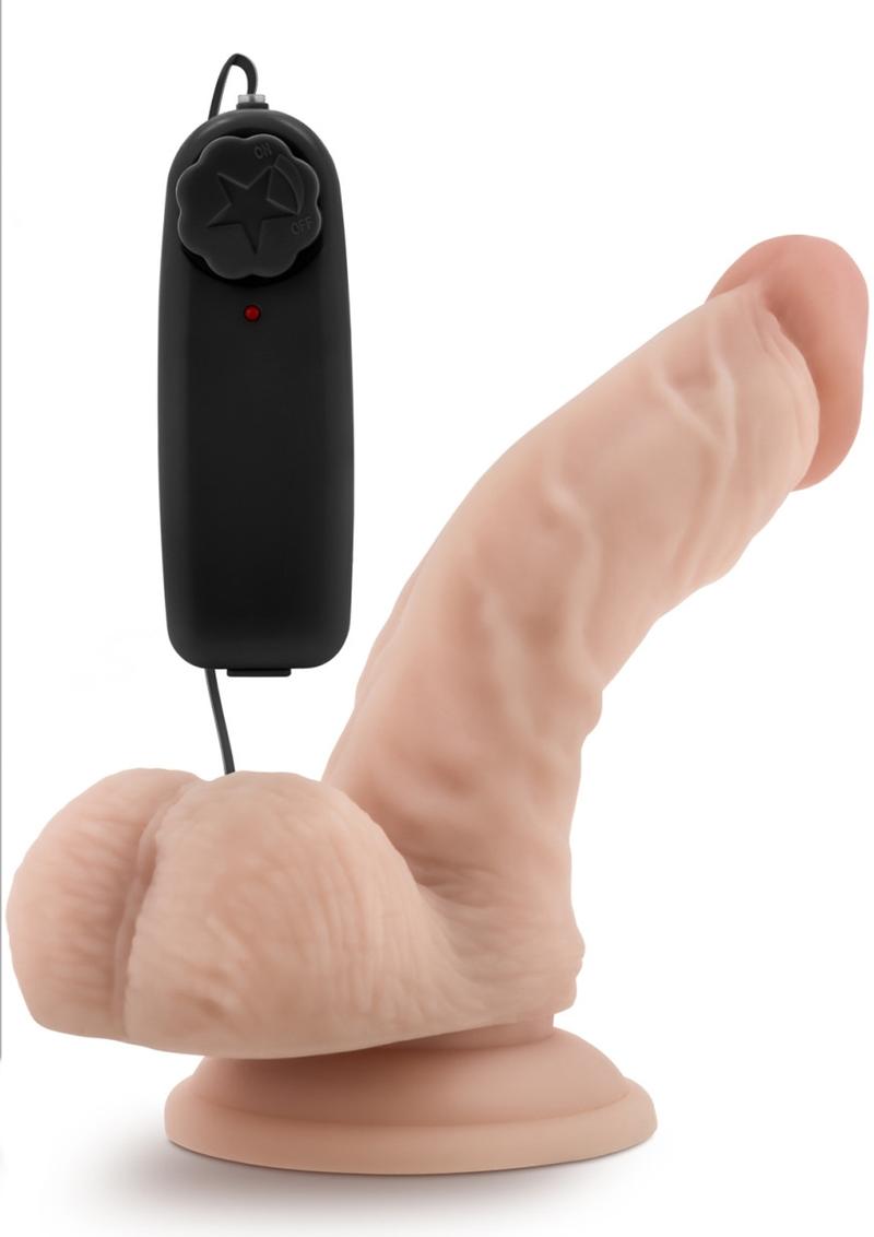 Dr Skin Dr Ken Dildo With Balls 6.5in Vibrating With Wired Remote - Vanilla