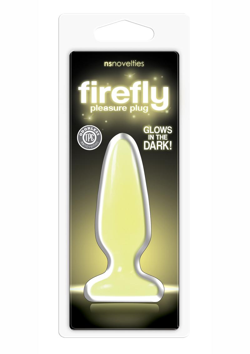 Firefly Pleasure Plug Small 4in Glow In The Dark Yellow Non-Vibrating Anal Plug