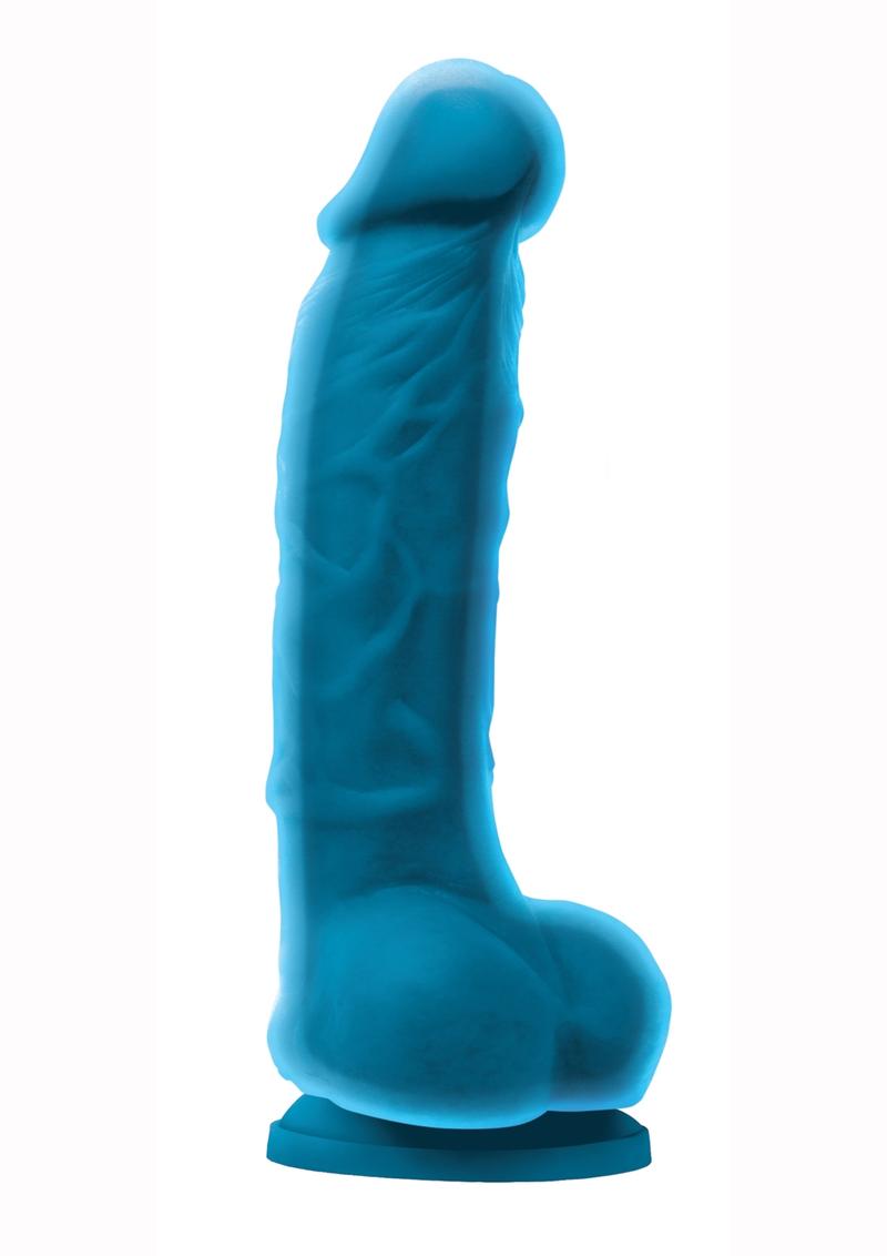 Colours Dual Density 5in Silicone Suction Cup Dildo With Balls - Blue