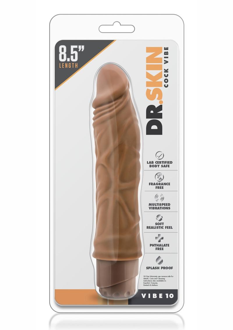 Dr. Skin Cock Vibe 10 Realistic Vibrator Splashproof Mocha 8.5 Inch