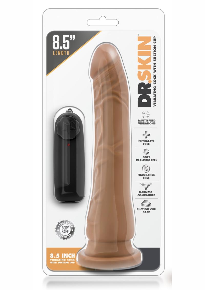 Dr. Skin Wired Remote Control Vibrating Realistic Cock With Suction Cup Waterproof Mocha 8.5 Inch