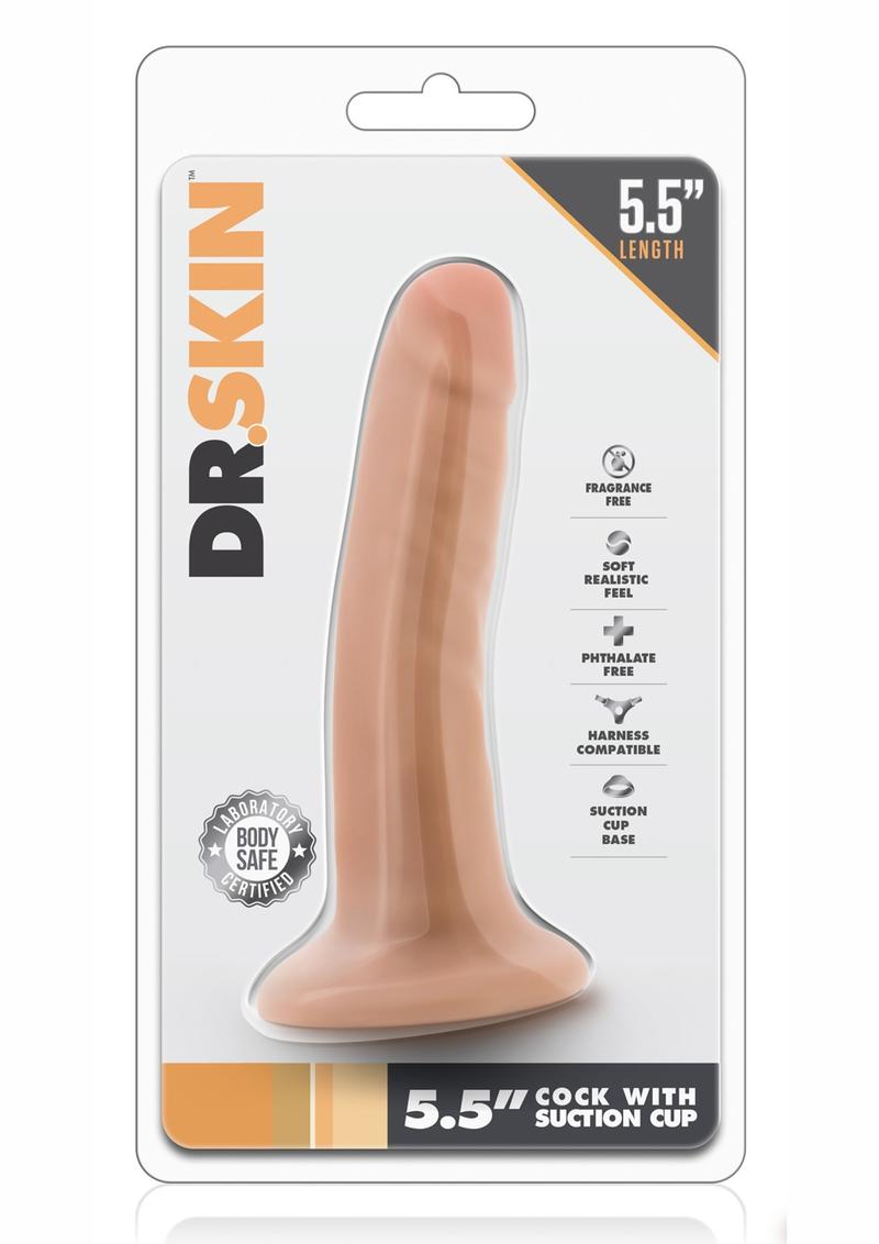 Dr. Skin Cock W/suction 5.5 Harness Compatible