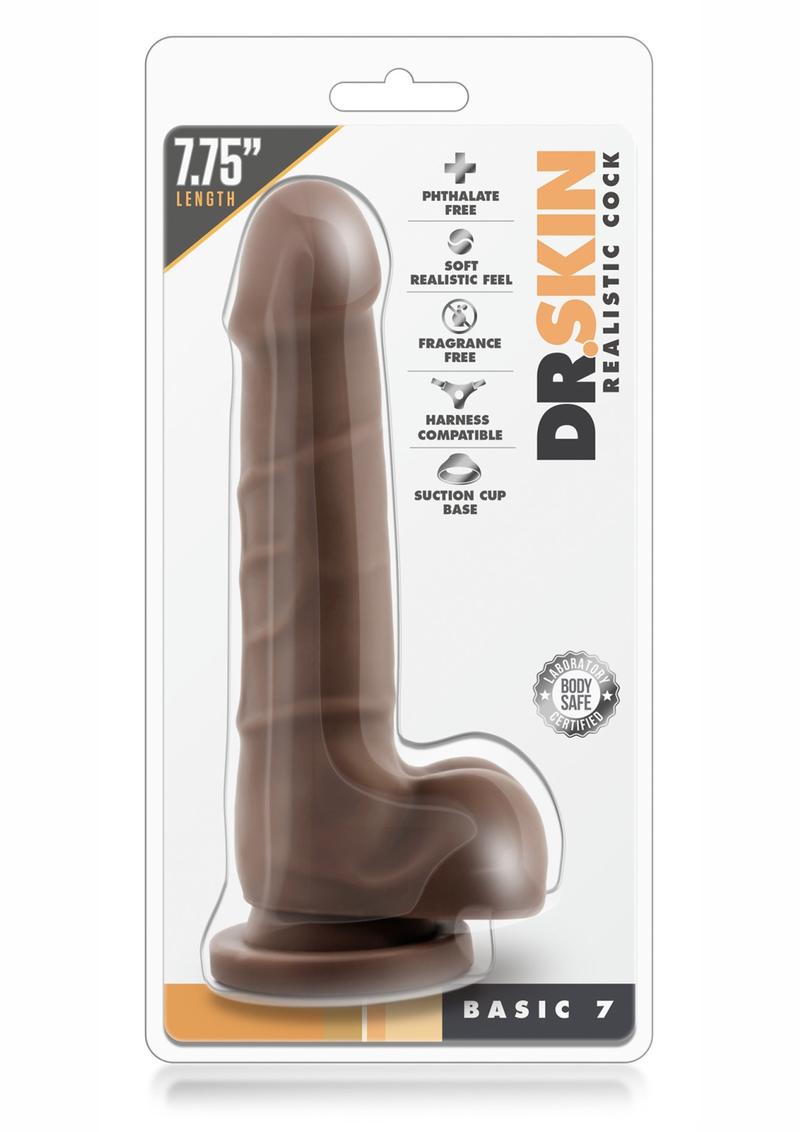 Dr. Skin Basic 7 Realistic Cock Chocolate 7.75 Inch