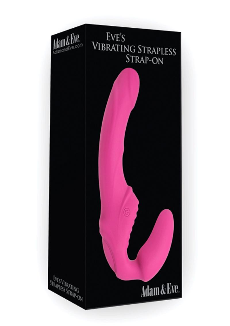 Adam and Eve Eve`s Vibrating Strapless Strap-On Silicone USB Rechargeable Waterproof Pink 8.75 Inches