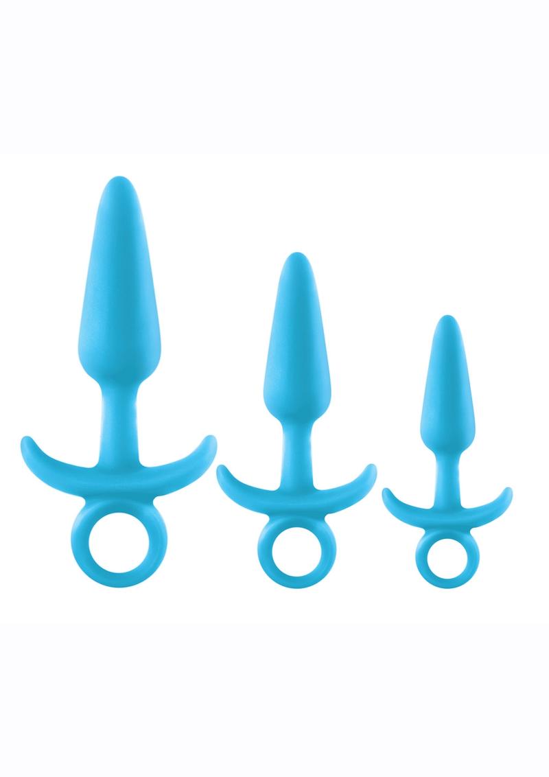 Firefly Prince Trainer Kit Glow In The Dark Blue Silicone Tapered Non-Vibrating Anal Plug Set