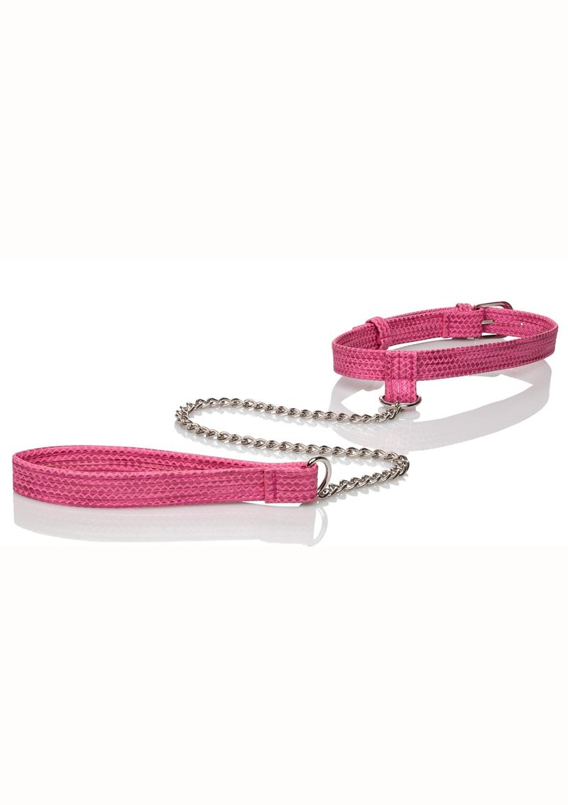 Tickle Me Pink Collar W/leash Adjustable