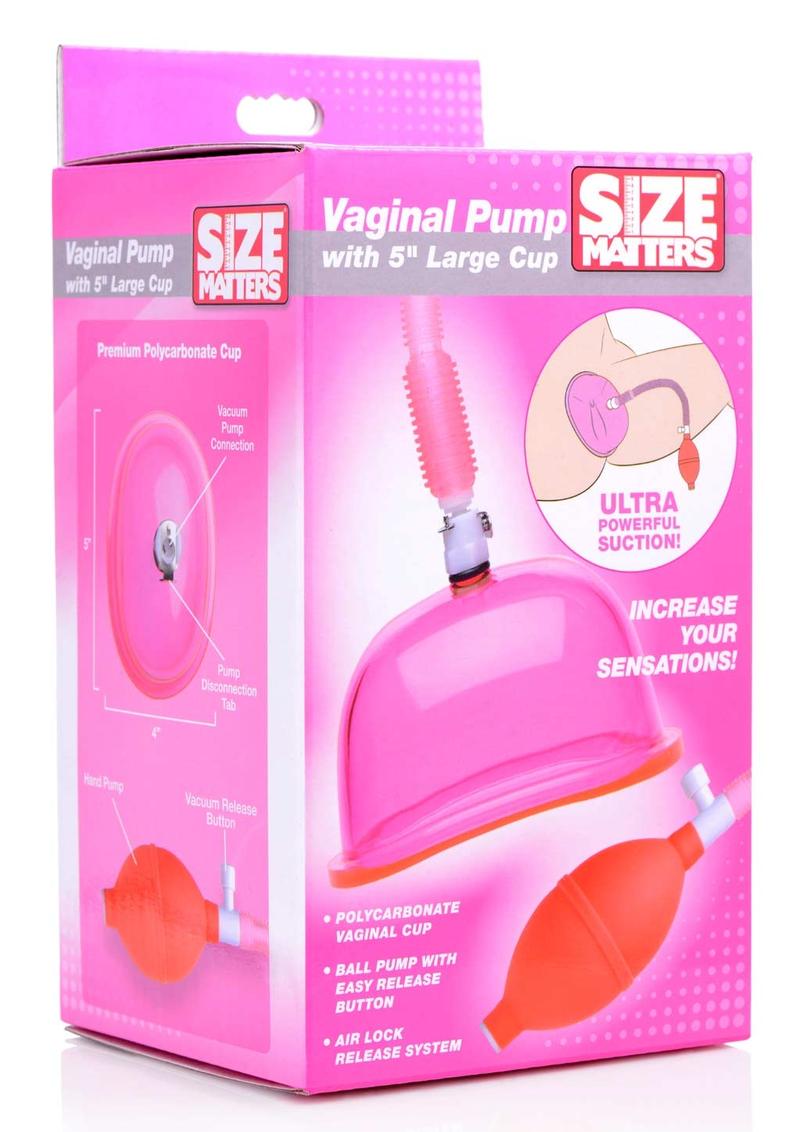Size Matters Vaginal Pump With Large Cup 5 Inch Pink