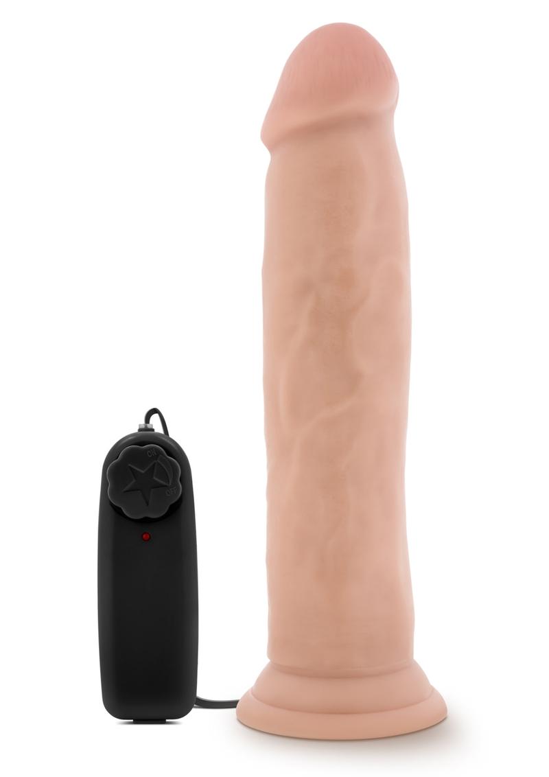 Dr Skin Dr Throb Dildo 9.5in Vibrating With Wired Remote - Vanilla