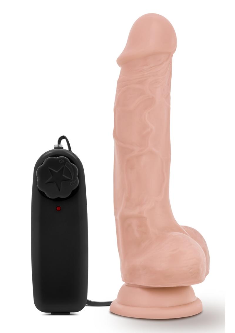 Dr Skin Dr Tim Dildo With Balls 7.5in Vibrating With Wired Remote - Vanilla