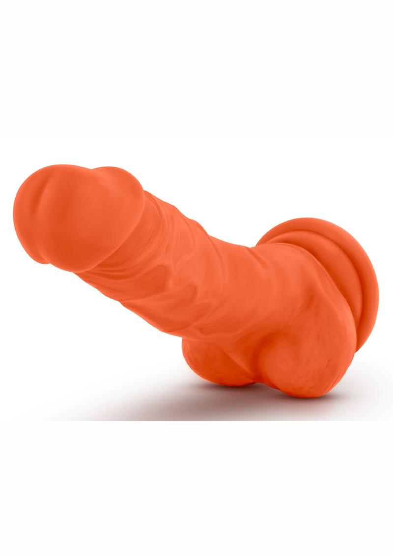 Neo Elite Dual Density Realistic Cock With Balls Suction Base Silicone Orange 7.5 inch