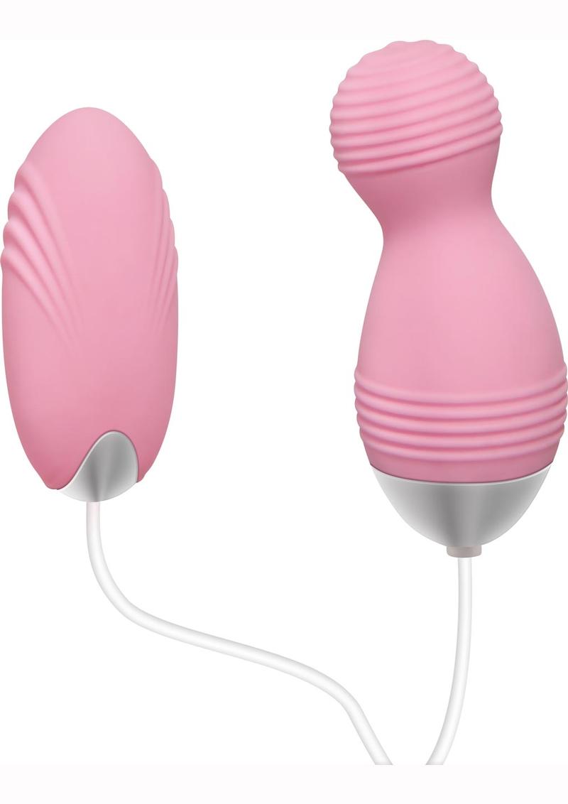 Adam and Eve Double Play Bullets Dual Vibrating With Wired Remote Pink 3.75 Inches