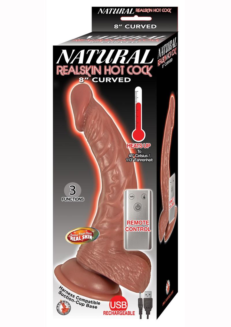 Natural Realskin Hotcock Curved 8 inch Remote Control Suction Cup