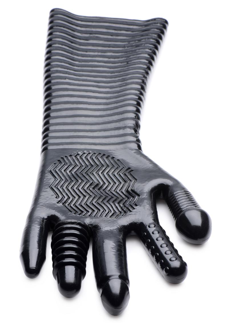 Master Seriess Extra Long Textured Fisting Glove Black 15.5 Inches
