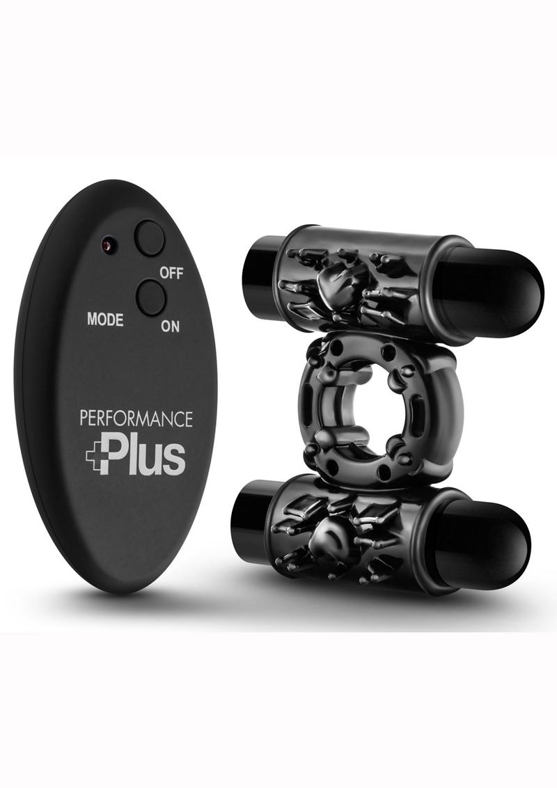 Performance Plus Double Thunder Cock Ring Multi Function Remote Control Black
