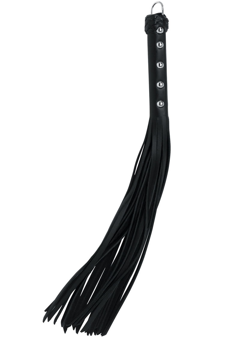 20 inch Strap Whip, Black Leather