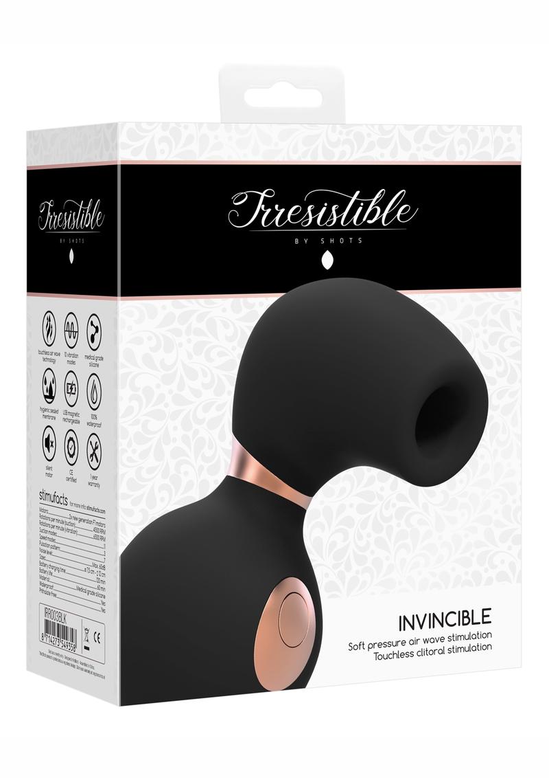 Irresistible Invincible Soft Pressure Air Wave Touchless Clitoral Stimulation Silicone USB Magnetic Charge Vibrator Waterproof Black