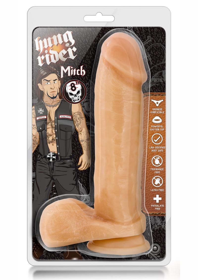 Hung Rider Mitch Dildo Harness Compatible Suction Cup Beige 8 Inch