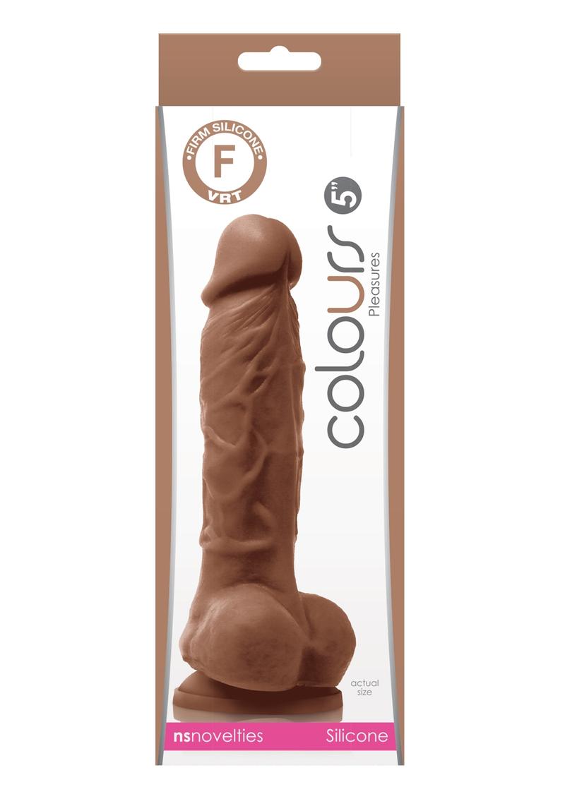 Colours Pleasures 5in Silicone Suction Cup Dildo With Balls - Caramel