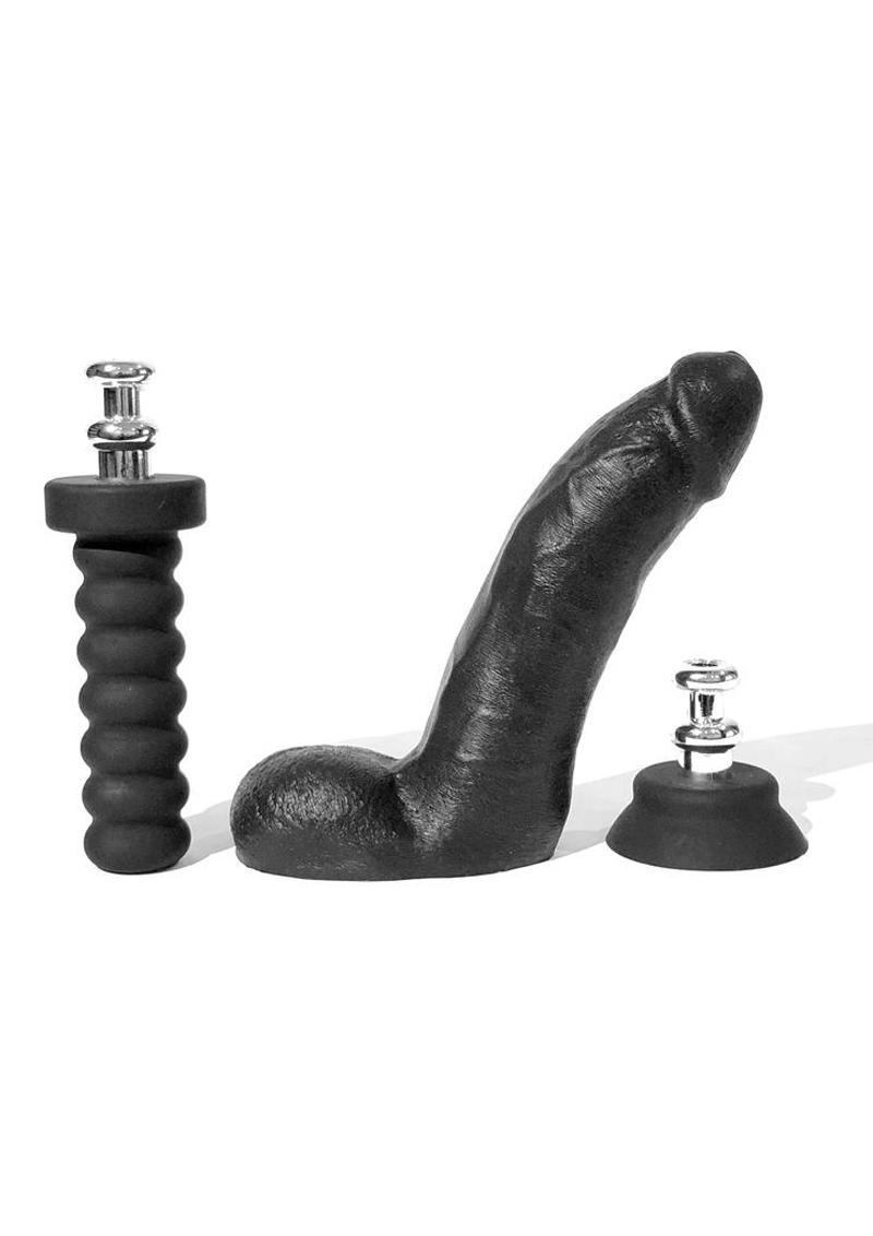 Bone Yard Cock Dildo With Silicone Handle or Suction Cup Base Attachment Black 8 Inches
